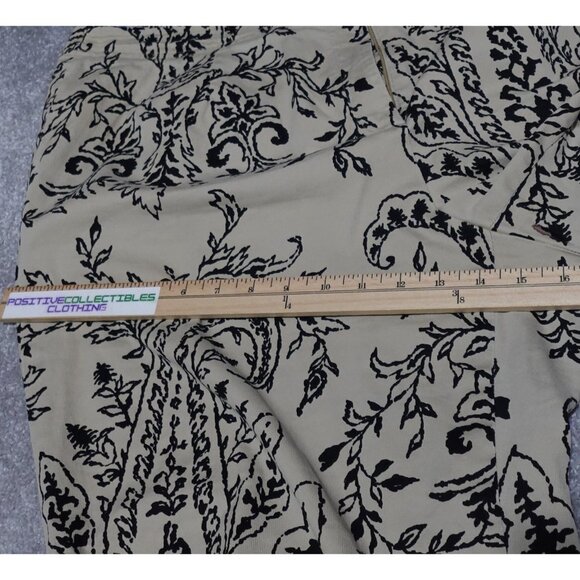 Talbots Stretch Cropped Pants Women's Size 18W Beige Paisley Straight Leg - Picture 2 of 10